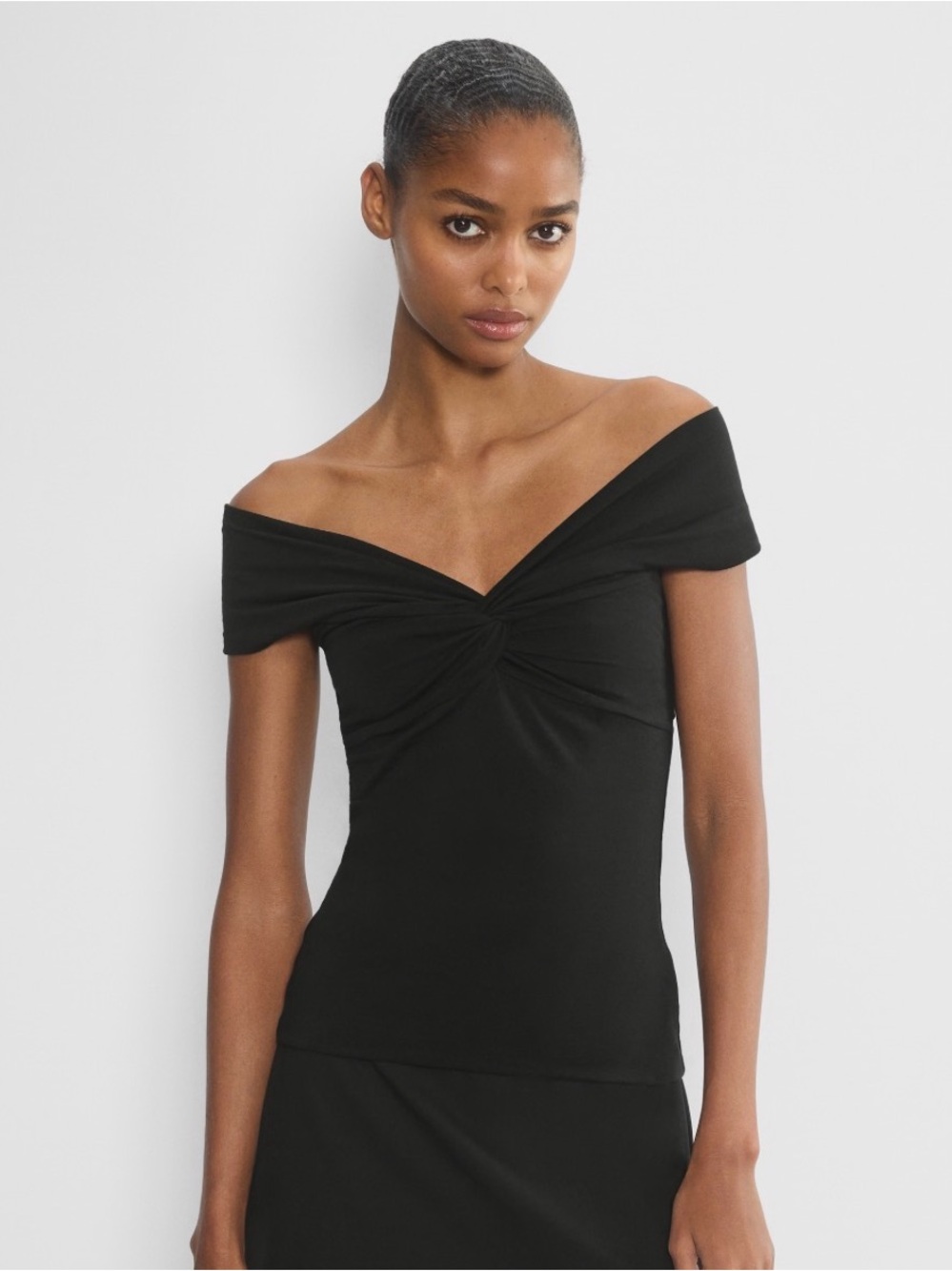 Aritzia Black Off-Shoulder Twist Front Camisole